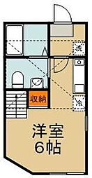 京急本線 子安駅 徒歩4分の賃貸アパート 1階ワンルームの間取り