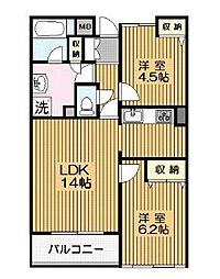 フロレスタ大倉山弐番館 2LDKの間取図画像