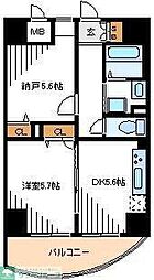 エアリーアベニュー川崎 2DKの間取図画像