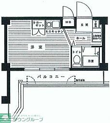 ダイアパレス三ツ沢公園東館 ワンルームの間取図画像
