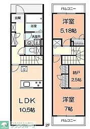 サンテラス大倉山 2SLDKの間取図画像