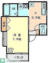 テレス綱島 1Kの間取図画像