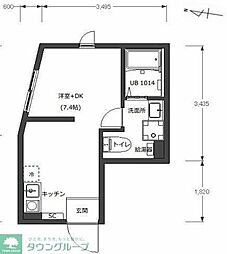 横浜市神奈川区神大寺1丁目アパート 1DKの間取図画像