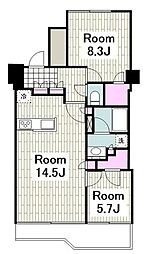 ブルーハーバータワーみなとみらい 2LDKの間取図画像