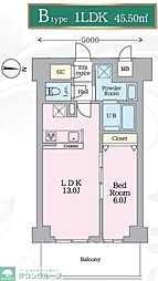 メジリス 新羽 1LDKの間取図画像