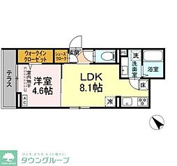D Paina西寺尾 1LDKの間取図画像