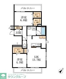 Brillante 2LDKの間取図画像