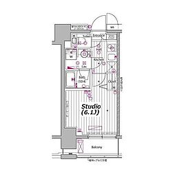 ガーラ・プレシャス川崎 1Kの間取図画像