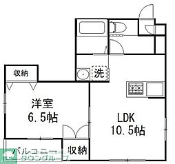 パルムコート 1LDKの間取図画像