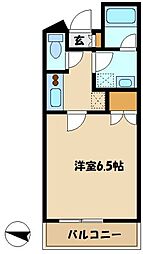 グリフィン武蔵中原・スクエアコート 1Kの間取図画像
