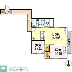 オアシス新綱島 2LDKの間取図画像