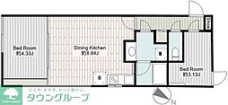 グランパセオ代々木上原 2DKの間取図画像