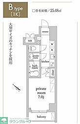 アーベイン常盤台 1Kの間取図画像
