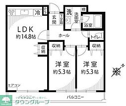 東武東上線 北池袋駅 徒歩5分の賃貸マンション 1階2LDKの間取り