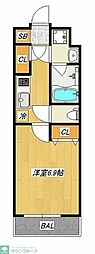 THEパームス東武練馬 1Kの間取図画像