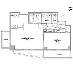 都営浅草線 西馬込駅 徒歩9分の賃貸マンション 1階1LDKの間取り