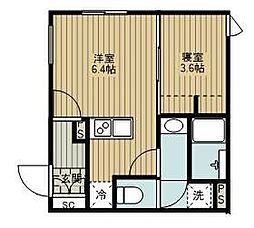 EDIT都立大学 1DKの間取図画像