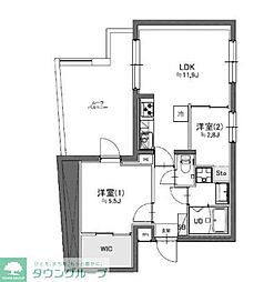 TASUKI RICHESSE洗足 2LDKの間取図画像