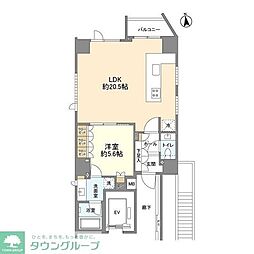 クレヴィア南麻布 1LDKの間取図画像