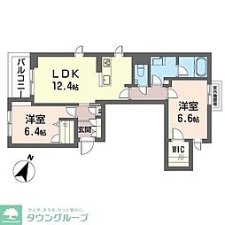プレミアス上野毛 2LDKの間取図画像