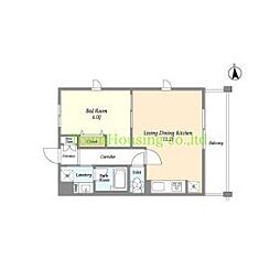 LIBRGRANT世田谷等々力 1LDKの間取図画像