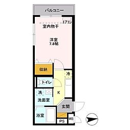 西武新宿線 本川越駅 徒歩7分の賃貸マンション 2階1Kの間取り