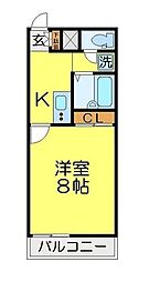 東武東上線 ふじみ野駅 徒歩14分の賃貸アパート 2階1Kの間取り