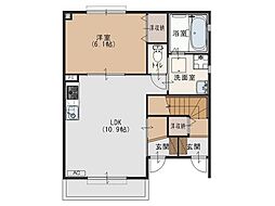 東武東上線 鶴瀬駅 徒歩16分の賃貸アパート 1階1LDKの間取り