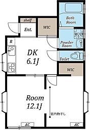 東武東上線 鶴瀬駅 徒歩8分の賃貸アパート 1階2DKの間取り