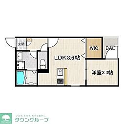 (仮称)川越市新宿町5丁目AP 1LDKの間取図画像