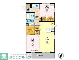プレミールB 2LDKの間取図画像