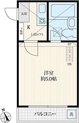 ビューハイム北坂戸 1Kの間取図画像