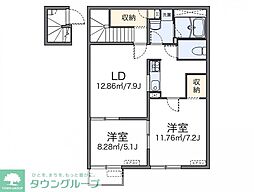 レオネクストハッピースクエア 2LDKの間取図画像