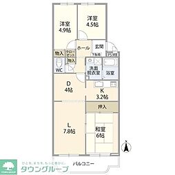 川越グリーンパークE-1 3LDKの間取図画像