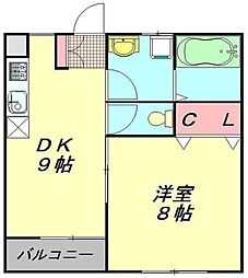 グリーンパレス・Y 1LDKの間取図画像