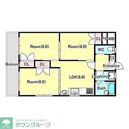 サン・ロイヤル 3DKの間取図画像