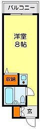 キャッスルマンション川越A号館 1Kの間取図画像