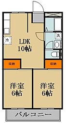 松原マンション 2LDKの間取図画像