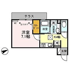 ソフィア 1Kの間取図画像