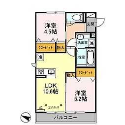 エスタシア花 2LDKの間取図画像