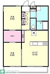 東松山市高坂2丁目マンション 2LDKの間取図画像
