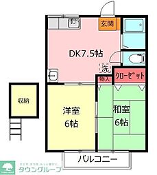 ミレニアムG 2DKの間取図画像