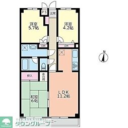 都民住宅ニューリバーコート 3LDKの間取図画像
