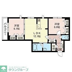 タウンハウスジロー 2LDKの間取図画像
