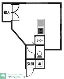 銀輪ビル ワンルームの間取図画像