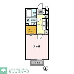 グレースコートA 1Kの間取図画像