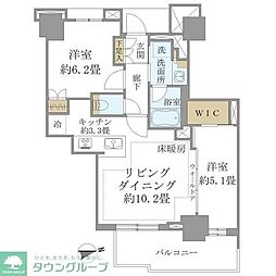 ブリリアタワー聖蹟桜ヶ丘ブルーミングレジデンス 2LDKの間取図画像