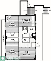 ビレッジハウス郷地6号棟 3DKの間取図画像