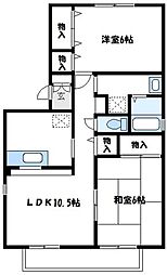コーポマツバA 2LDKの間取図画像