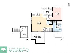 トレフル日野 1LDKの間取図画像